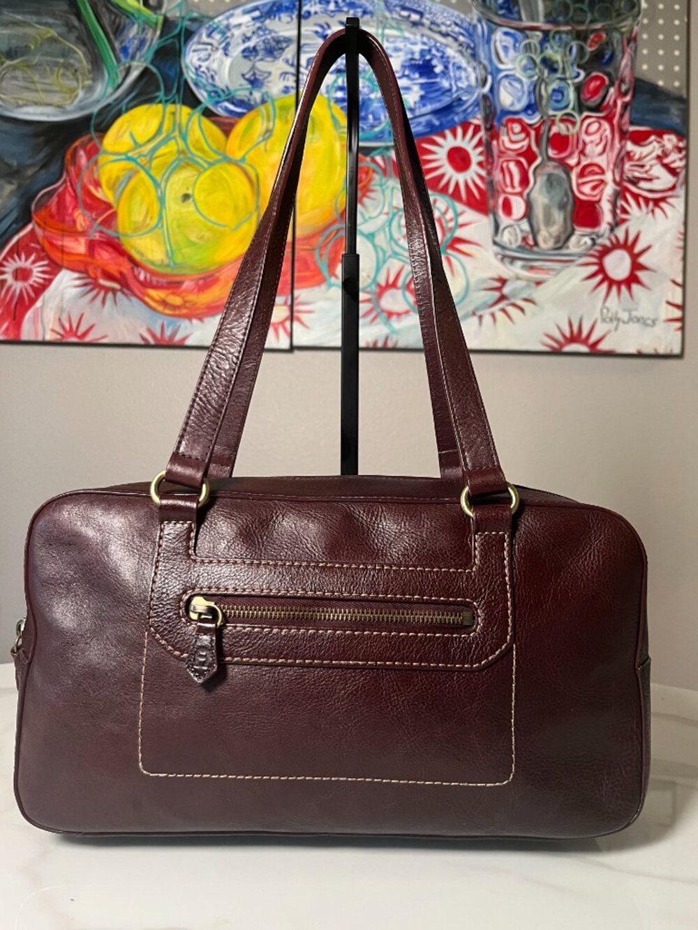 Etienne Aigner East West Oxblood Leather Vintage Shoulder Bag